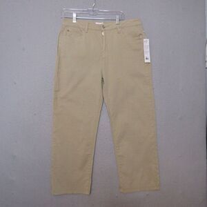 Hudson Pants Women Plus 32‎ Khaki NOA Midrise Straight Crop Lightweight Zip NWT